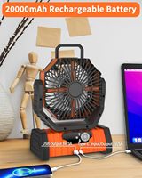 Ventilateur rechargeable F6 portable 20000mAh USB étanche avec télécommande, ventilateur sur pied avec lumière pour le camping en plein air et les hôtels