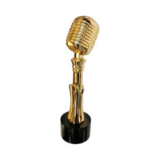 Trofeo de resina creativo al por mayor, medalla dorada personalizada, micrófono de anfitrión musical, premio para competición de canto KTV - Product Image 2