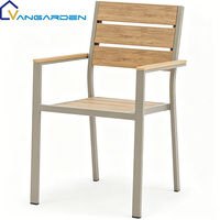 Ensemble table et chaises extensibles en plastique-bois pour jardin d'hôtel moderne, cadre en aluminium empilable et imperméable, mobilier haut de gamme