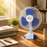 Ventilateur de table électrique portable bleu avec 3 vitesses, grille en maille de 12 ou 16 pouces