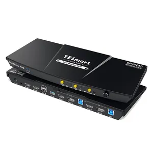 TESmart 2x2 Dual Monitor KVM Switch Kit HDMI DP 4K60Hz con USB 3,0 Docking Station EDID Emulator Video Switch