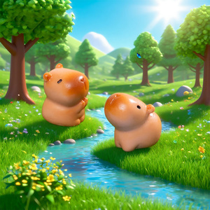 Nuevas Figuras de Capibara en Miniatura de Resina, Figuritas de Animales en Miniatura para Cajas Sorpresa, Coleccionables, Decoración de Jardín de Hadas y Llaveros - Product Image 4