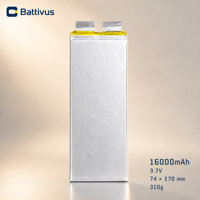 BATTERIE LI-ION POLYMERES BATTIVUS 16000mAh 3.7V 59.2Wh, cellule en pochette 74x170mm, rechargeable pour stockage d'énergie solaire, alimentation de secours, OEM