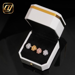 Boucles d'oreilles clous en argent sterling S925, moissanite taillée CNC, entièrement pavées, style 'Iced Out', forme pépite irrégulière, bijoux Hip Hop - Product Image 3