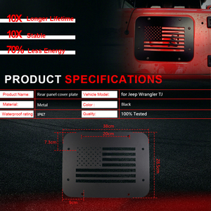 Plaque de suppression de roue de secours et cache de ventilation de hayon en acier noir pour <span class=keywords><strong>Jeep</strong></span> <span class=keywords><strong>Wrangler</strong></span> TJ (modèles 1997-2008) - Meilleure vente - Product Image 4