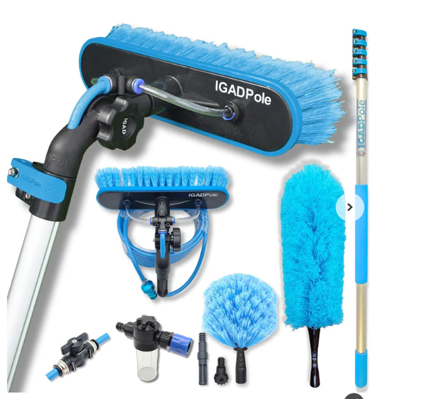 5M Adjustable Water Fed Pole Cleaning Kit, Solar Panel brush with Cleaning Pole and Outdoor Window Washing Equipment