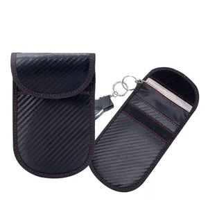 Carbon Fiber Anti-Theft Car RFID Signal Block Pouch Faraday Bag for Key Fob Faraday Cage Pouch for Car Key