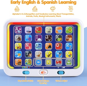 Tablette d'apprentissage <span class=keywords><strong>espagnol</strong></span> et anglais pour enfants, interactive bilingue, <span class=keywords><strong>alphabet</strong></span> ABC, lettres, mots, jouets éducatifs sur les couleurs - Product Image 3