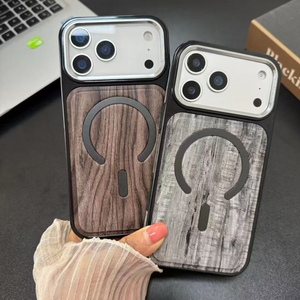 Très populaire aux États-Unis pour <span class=keywords><strong>iPhone</strong></span>, <span class=keywords><strong>coque</strong></span> de téléphone classique en PC avec pièce en bois, antichoc, magnétique, étui de protection pour téléphone portable - Product Image 6