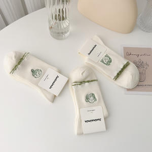 Nouveau Style Preppy coréen femmes dessin animé broderie fille volants coton <span class=keywords><strong>chaussettes</strong></span> Slouch moyen Tube <span class=keywords><strong>chaussettes</strong></span> - Product Image 6
