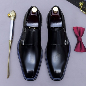 Chaussures de ville pour hommes en cuir véritable à boucle, chaussures de bureau formelles, chaussures de style britannique à semelle en caoutchouc - Product Image 4