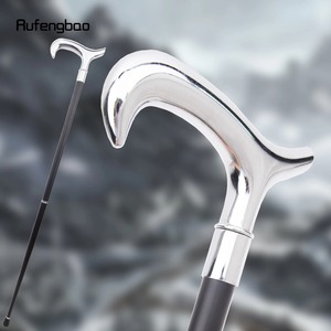 Like A Leopard White <b>Hook</b> Walking Stick 90cm Carbon Steel Aluminum Alloy Handle For Outdoor Walking - Product Image 3