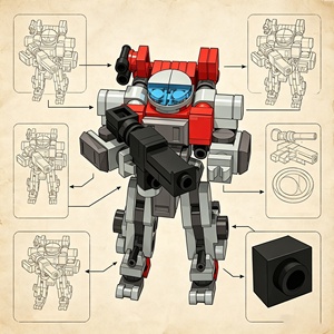 Tower Defender Unit‑3 Tactical Support Mecha Warrior DIY Building Bricks Set Robot building <b>Blocks</b> STEM MOC Wargame Construction - Product Image 3