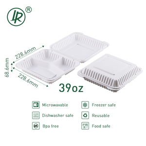 Mfpp khoáng 3 ngăn dùng một lần PP Hộp Ăn Trưa 9x9 vỏ sò thực phẩm container Trắng bản lề lấy đi Nhựa Hộp Ăn Trưa - Product Image 3