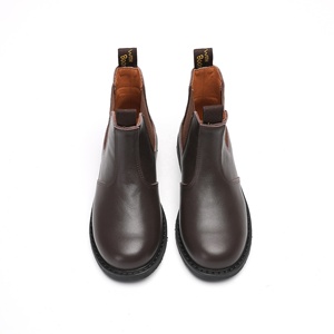 Botines de combate para niños y niñas pequeñas, botines de otoño Chelsea de cuero marrón sin cordones para niños, <span class=keywords><strong>zapatos</strong></span> cómodos para exteriores - Product Image 2