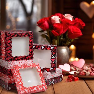 Cajas para Galletas del Día de San Valentín con Ventana en Forma de Corazón, Contenedor para Postres de Panadería, Caja para Pasteles con Apertura Automática para Fresas y Donuts - Product Image 5