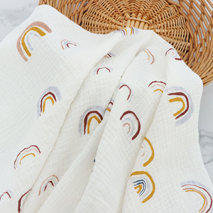 New <strong>Rainbow</strong> Design <strong>Print</strong> 100% Cotton Double Muslin Gauze Crepe <strong>Fabric</strong> for Baby Sleepwear Blanket