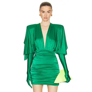 Abbigliamento per feste di moda celebrità eleganti donne Sexy vestito da sera verde