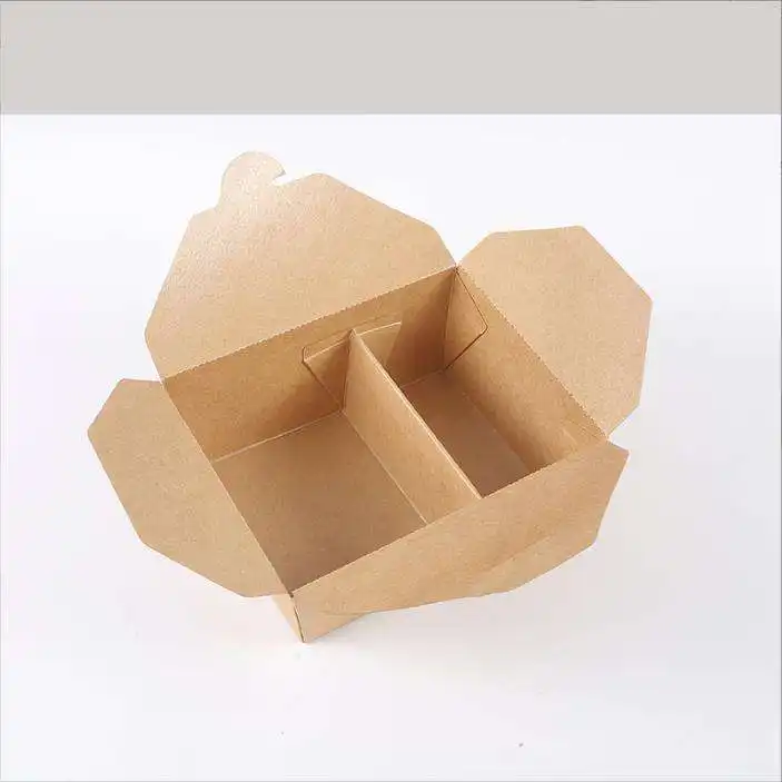 กล่องกระดาษบรรจุอาหารแบบมีฝาปิดแบ่งช่อง
