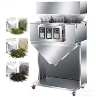 Máquina automática de llenado y pesaje de té de triple cabezal con 3 tolvas, máquina de envasado cuantitativo para té verde, hierbas y hojas sueltas