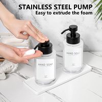 Bouteilles à pompe vides et rechargeables transparentes personnalisées de 300ml pour distributeur de mousse de savon à main Bouteilles moussantes en verre de 500ml