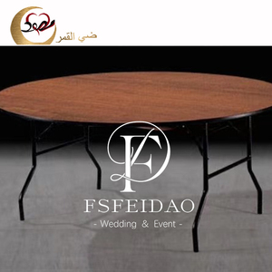 Hotel Evento Comedor Sala de banquetes moderna Pata de metal de hierro Mesas redondas plegables de madera contrachapada - Product Image 4