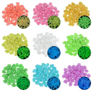 50pcs Glow in the Dark Garden Pebbles Glow Stones Rocks for Walkways Garden Path Patio Lawn Garden Yard Decor Luminous Stones