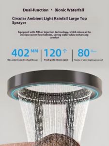 Di lusso Smart Display a LED pioggia Soft appartamento <span class=keywords><strong>bagno</strong></span> sistema di pannelli doccia valvola in ceramica in ottone SPA massaggio doccia a cascata - Product Image 3