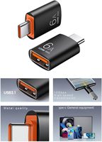 Adaptateur OTG de charge rapide 6A Type-C vers USB 3.1 pour synchronisation de données PD, compatible avec Huawei et la plupart des téléphones et tablettes Android USB-C