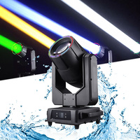 Cabeza móvil LED de haz de luz para exteriores de 380W, IP55 impermeable, RGBW con anillo de halo, activación por sonido/control DMX512, 8000K, para clubes, fiestas y bodas