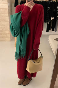 <span class=keywords><strong>Abito</strong></span> maglione lungo <span class=keywords><strong>in</strong></span> <span class=keywords><strong>maglia</strong></span> Mohair vestito Pullover scollo a V Casual <span class=keywords><strong>maglia</strong></span> larga Maxi abiti da donna - Product Image 3