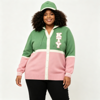 Pull-over tricoté brodé style serviette pour femme avec capuche et bonnet, en tissu jacquard, ODM OEM