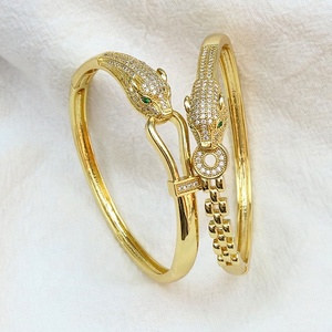Leo Pard Head Bracelet Adjustable 18K Filled <b>Bangles</b> Twisted Punk Zirconia <b>Bangles</b> - Product Image 1
