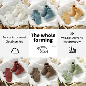 Low MOQ Soft Fashion stivali caldi invernali a maglia per bambini guanti per neonati e stivaletti per bambini Set 2 pezzi - Product Image 6