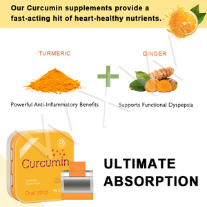 Tiras orales de curcumina de cúrcuma para adultos Vegano Sin gluten Soporte muscular inmune Tiras de curcumina bajas en azúcar para adultos - Product Image 3