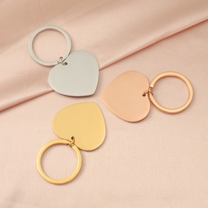 Wholesale Handmade DIY <b>Heart</b> Pendant Custom logo High Polished Stainless Steel <b>Heart</b> Pendant Keychain - Product Image 6