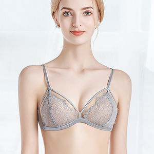 High Quality Sexy Lingerie Vendor Eyelash Lace Wireless Bra <b>Thin</b> Sponge Triangular Cup Bra for Women - Product Image 1