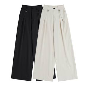 <span class=keywords><strong>Pantaloni</strong></span> a gamba larga pieghettati pieghevoli da donna tuta ampia a vita alta elegante da ufficio da donna adatta <span class=keywords><strong>con</strong></span> tasche <span class=keywords><strong>pantaloni</strong></span> abbottonati - Product Image 1