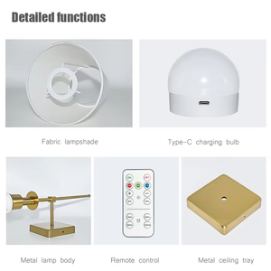 Remote Rgb Cordless E27 Rechargeable Bulb <strong>Indoor</strong> Decor Fabric <strong>Battery</strong> <strong>Powered</strong> Beside Wall <strong>Light</strong> - Product Image 5