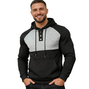 Sweat-shirt à capuche personnalisable en patchwork, poids lourd, grande taille, coton de haute qualité mélangé à du polyester, sport décontracté, logo personnalisé - Product Image 2