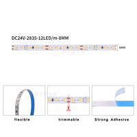 Bande lumineuse LED flexible SMD2835, 24V, 120 LED/mètre, adaptée aux chambres, miroirs, cuisines et décoration intérieure