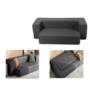8 Inch Folding Sofa Bed Couch Queen Memory Foam Convertible Futon Sleeper Chair Foam Bed for Bedroom Living Room Guest, Dark Gra