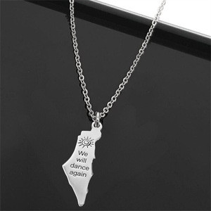 Nouveau Style Palestine carte gravé collier pendentif en acier inoxydable nous danserons à nouveau logo collier gravé - Product Image 5