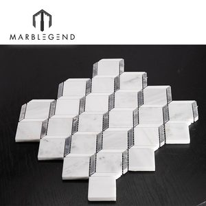 Azulejos de Mosaico de Diamante 30x30 Fornecimento Direto de Fábrica para Projetos de Villa e Hotel Mosaico de Pedra 3D Mármore Branco Milano - Product Image 1