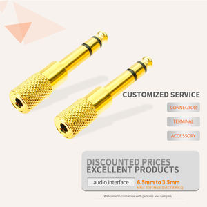Adaptateur stéréo Mono 6.5mm mâle vers 3.5mm femelle plaqué or convertisseur de prise audio <span class=keywords><strong>pour</strong></span> guitare équipement de studio table de mixage DJ - Product Image 2