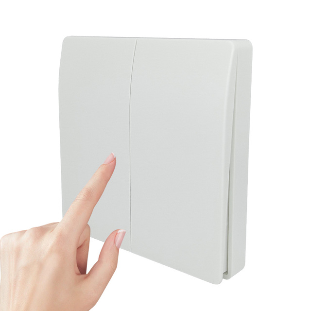 Eco Friendly Waterproof Piezo Light Switch 2 Gang Self-Powered/Kinetic RF433 Wireless No Battery Required Remote Control Switch