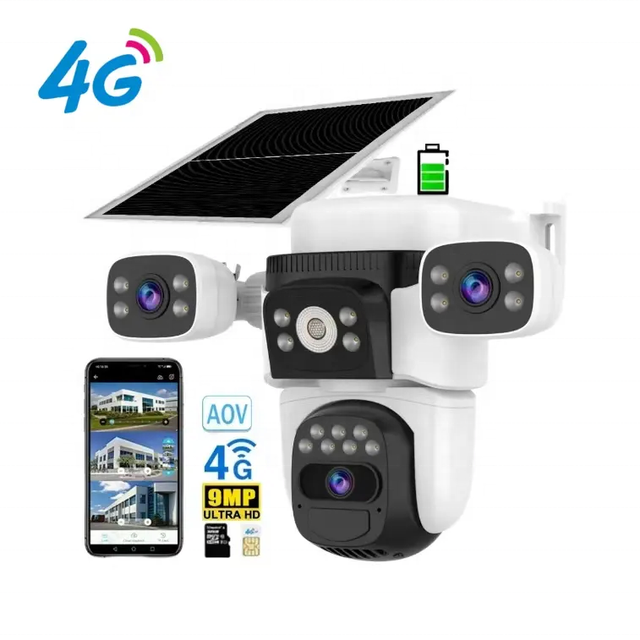 O-KAM Pro 6MP AOV 5G WiFi 4G Solar Security PTZ Camera with Night Vision 3 Lens Outdoor IP65 Waterproof CCTV