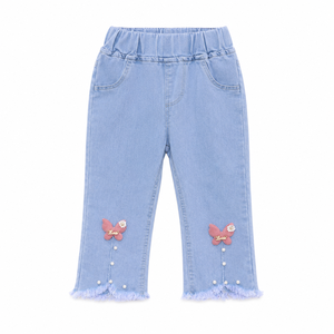 Jeans da <span class=keywords><strong>bambina</strong></span> 2026 Nuovi <span class=keywords><strong>pantaloni</strong></span> estivi a mezza lunghezza per bambini, stile coreano, larghi, sottili, <span class=keywords><strong>cropped</strong></span>, per il commercio estero - Product Image 1