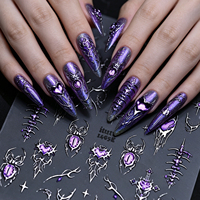 Nouvel Arrivage Autocollant 5D Halloween Brillant Effet Œil de Chat Noir Cœur Araignée Décorations pour Ongles