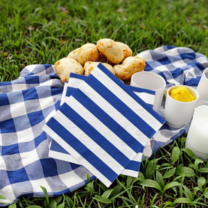 Kişiselleştirilebilir Tek Kullanımlık <span class=keywords><strong>2</strong></span> Katlı Mavi Beyaz Çizgili 4 Katlı Saf Odun Hamurundan Renkli Logolu Baskılı Kokteyl Kağıt Peçeteleri - Product Image 4